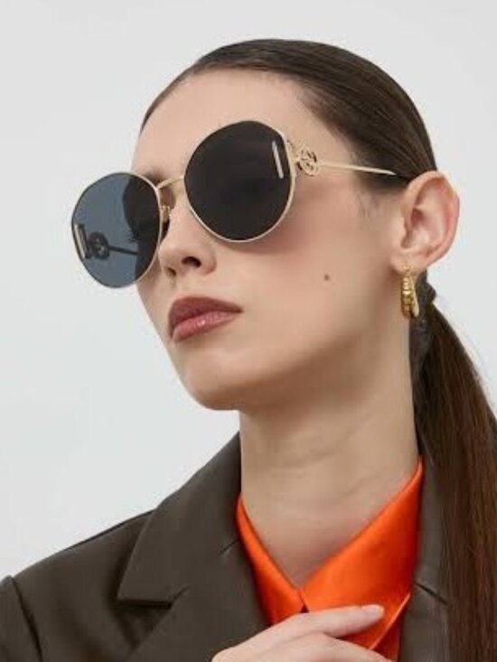 New Gucci GG1206SA 002 Women Oversized Gold Gray Sunglasses main image 11